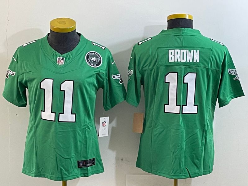 Women Philadelphia Eagles 11 Brown Green three generations 2025 Nike Vapor Limited NFL Jersey style 4